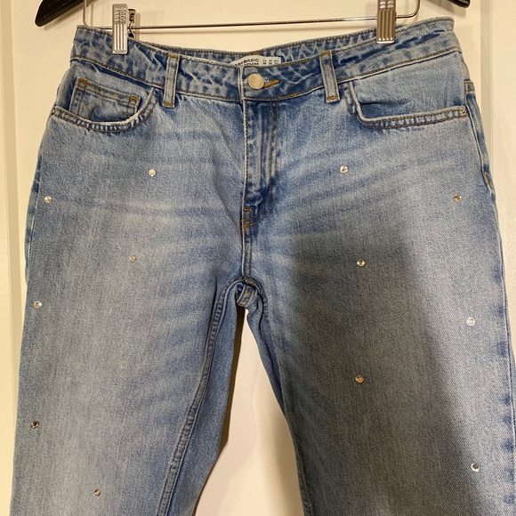 Zara Boyfriend Cut Jeans with rhinestone studs - Picture 2 of 11